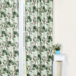 Soumya Green & Pink Floral Printed Cotton Room Darkening Long Door Curtain-image-15
