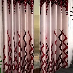 Panipat Textile Hub Maroon & Pink 2 Pieces Abstract Door Curtains-image-51