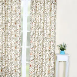 Soumya Rust & White Floral Room Darkening Long Door Curtain-image-7