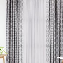 Encasa Homes Grey & White 3 Pcs Sheer Door Curtain-image-58