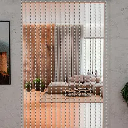 Kuber Industries White Rod Pocket Sparkling Angura Beads Door Curtain-52