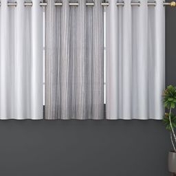 Panipat Textile Hub White 3 Pieces Tissue Window Curtain-image-20