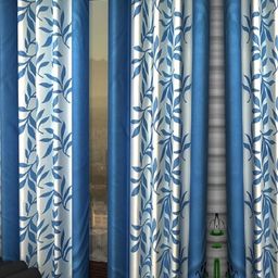 Panipat Textile Hub Blue & White 4 Pieces Floral Eyelet Long Door Curtains-image-49