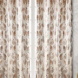 Fresh From Loom White & Brown Set of 2 Room Darkening Door Curtain-image-91