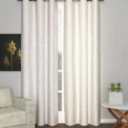 Soumya Cream-Coloured Floral Room Darkening Long Door Curtain-image-11