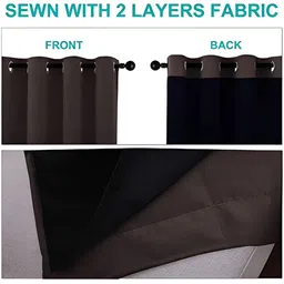 BFAM Brown Black Out Eyelet Long Door Curtain-image-0