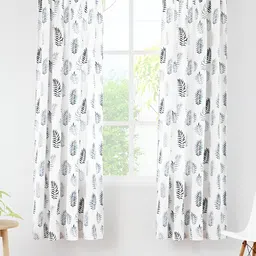 Encasa Homes White & Black 2 Pcs Floral Sheer Window Curtain-image-58