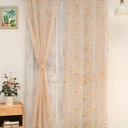 Ariana White & Gold-Toned Ethnic Motifs Sheer Long Door Curtain-image-3