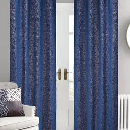 Saral Home Blue & Grey 2 Pieces Geometric Printed Door Blackout Curtains-image-44