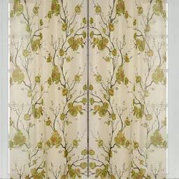 Panipat Textile Hub Green & Cream-Coloured 4 Pieces Floral Printed Eyelet Door Curtain-image-60