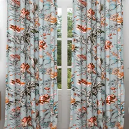 Comfowell Grey & Brown 2 Pcs Floral Room Darkening Door Curtain-image-43