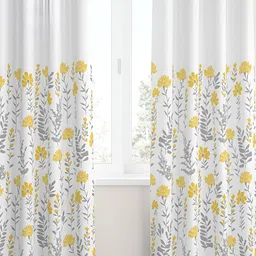 Tranquebar Home Yellow & White 2 Pieces Printed Room Darkening Cotton Door Curtains-image-84