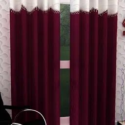 Panipat Textile Hub Maroon & White 4 Pieces Door Curtain-image-64
