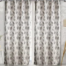 Fresh From Loom Coffee Brown & White Set of 2 Printed Room Darkening Door Curtain-7