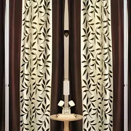 Panipat Textile Hub Brown & Cream 4 Pcs Floral Long Door Curtains-image-72
