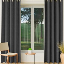 CURIOUS LIFESTYLE Grey Set of 2 Room Darkening Window Curtain-38