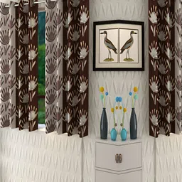 Panipat Textile Hub Brown & Grey 4 Pcs Floral Window Curtain-10