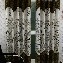 Panipat Textile Hub Green & Grey 2 Pieces Floral Door Curtains-image-48