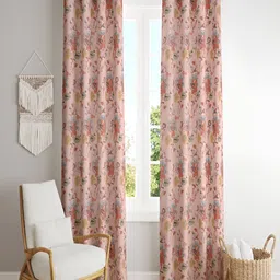 tundwal's Red & Grey 2 Pieces Floral Room Darkening Window Curtain-11