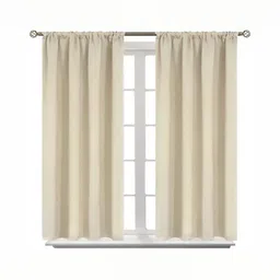 BFAM Cream-Coloured Set of 2 Sheer Door Curtain-33