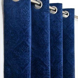 Panipat Textile Hub Navy Blue 2 Pieces Ethnic Motifs Velvet Window Curtains-image-2