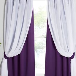 BFAM Purple & White Black Out Long Door Curtain-image-44