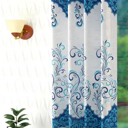 Panipat Textile Hub Blue & White Ethnic Motifs Window Curtain-image-37