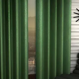 Panipat Textile Hub Green 2 Pieces Long Door Curtains-image-65