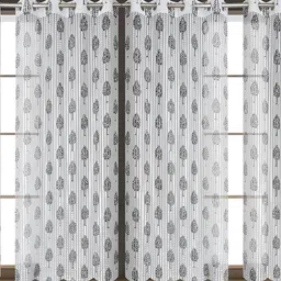Panipat Textile Hub Grey & White 4 Pieces Striped Window Curtains-image-21