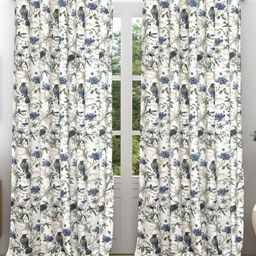 Comfowell White & Blue 2 Pcs Floral Room Darkening Door Curtain-15