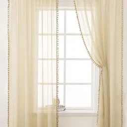 URBAN SPACE Taupe 2-Pieces Sheer Window Curtains-6