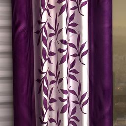 Panipat Textile Hub Purple & Pink Floral Eyelet Long Door Curtains-image-56