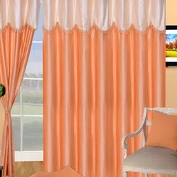 Panipat Textile Hub Orange & Cream 2 Pieces Long Door Curtains-30