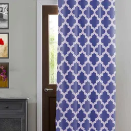 HOMEMONDE Blue & White Geometric Cotton Room Darkening Window Curtain-image-62