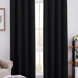 MISTIVA Black 2 Pieces Room Darkening Long Door Curtains-24