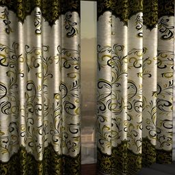 Panipat Textile Hub Green & Cream 2 Pcs Floral Door Curtain-image-34