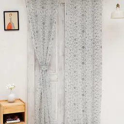 Ariana Grey & White Embroidered Sheer Long Door Curtain-46