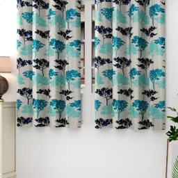 Panipat Textile Hub Blue & White 2 Pieces Floral Printed Window Curtains-33