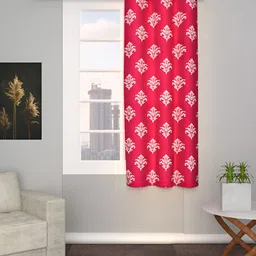 Aura Pink & White Ethnic Motifs Printed Room Darkening Long Door Curtain-image-76