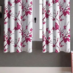 LA VERNE Pink & White 2 Pieces Floral Window Curtains-image-86
