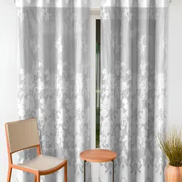 Kuber Industries White & Grey Cotton Room Darkening Door Curtains-image-51