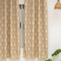 Ariana Beige & White Ethnic Motifs Black Out Window Curtain-image-78