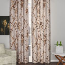 Soumya Rust & Brown Floral Printed Sheer Long Door Curtain-image-15