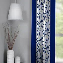 Panipat Textile Hub Blue & Off White Floral Window Curtain-image-58