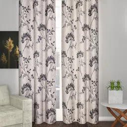 Soumya Grey & White Floral Printed Sheer Door Curtain-image-28