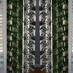 Panipat Textile Hub Green & White 4 Pieces Floral Long Door Curtains-image-40