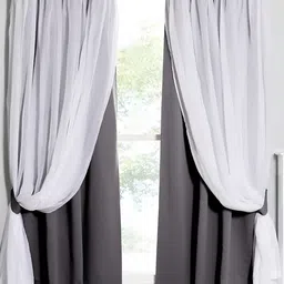 BFAM Grey & White Black Out Long Door Curtain-image-54