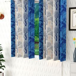 Panipat Textile Hub Blue & White 4 Pieces Floral Window Curtain-image-97