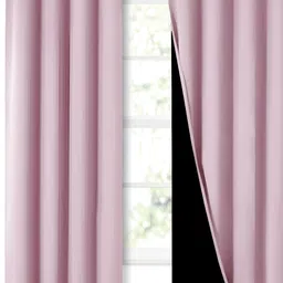BFAM Pink 2 Pieces Black Out Long Door Curtains-13