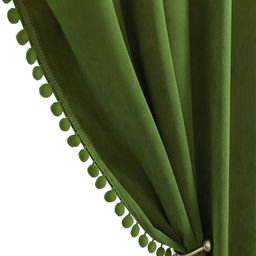 STITCHNEST Olive Green 2 Pieces Velvet  Black Out Door Curtains-30